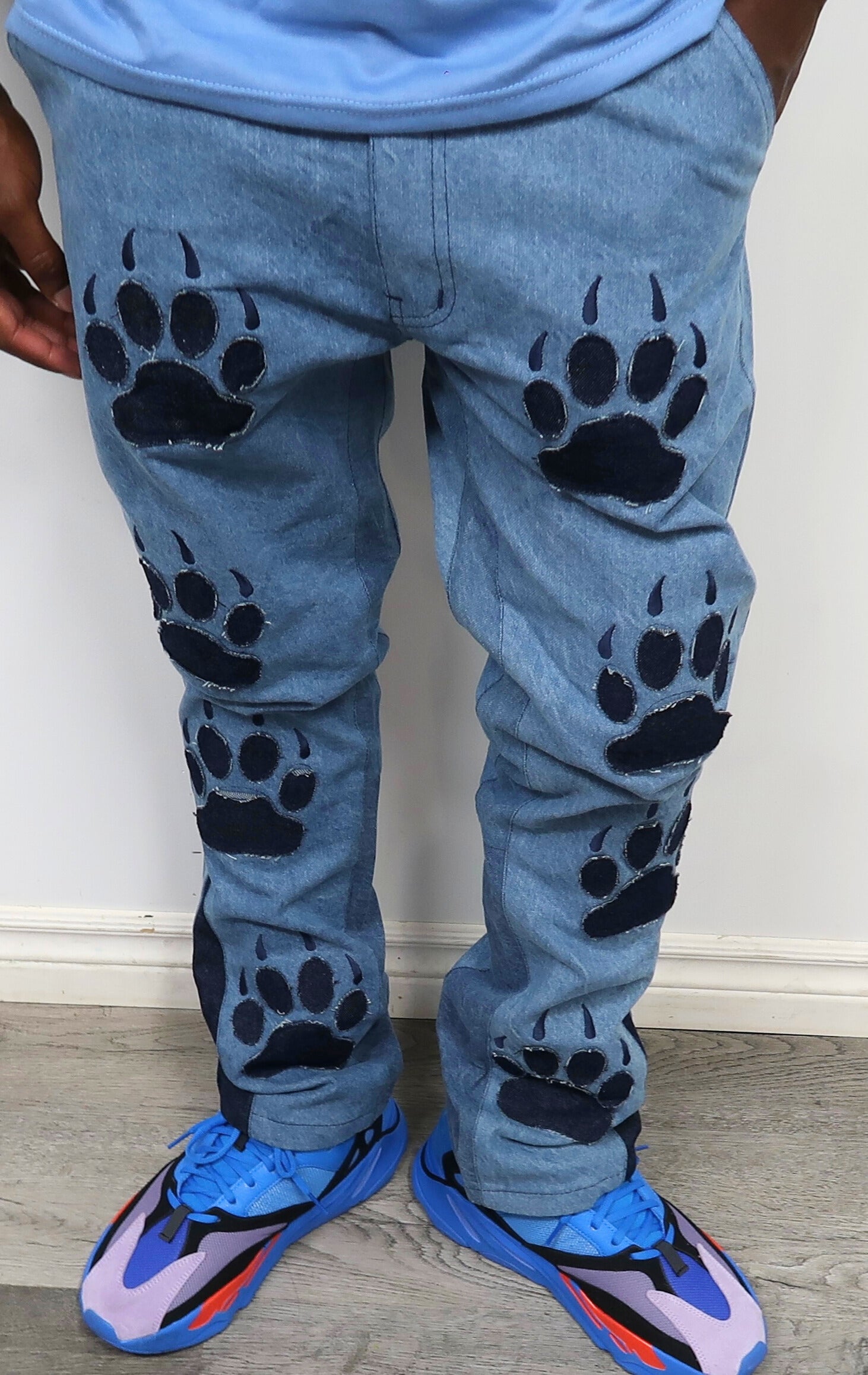 Rollin Panther Paw Flared Jeans (Blue)