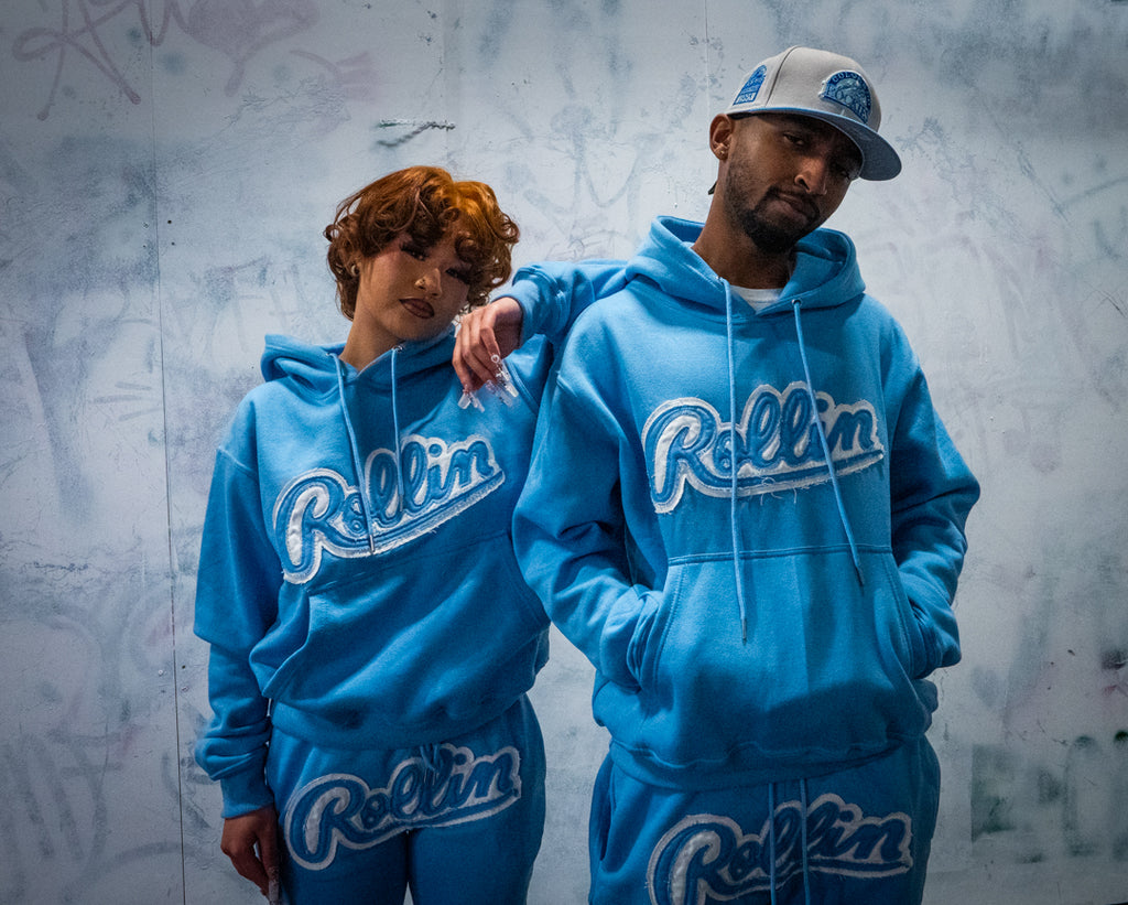 Rollin” OG Distressed SweatSuit (Baby Blue)