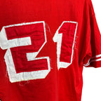 Rollin” Red Distressed Embroidery Shirt (Red And White)