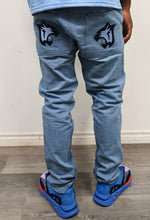 Load image into Gallery viewer, Rollin Panther Paw Flared Jeans (Blue)
