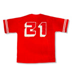 Rollin” Red Distressed Embroidery Shirt (Red And White)