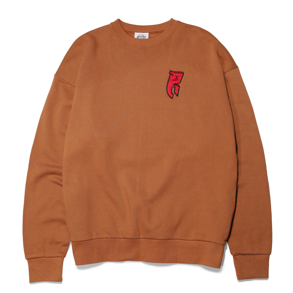 Rollin” Pyramid” Loose Fleece Crewneck 
(Light Brown)