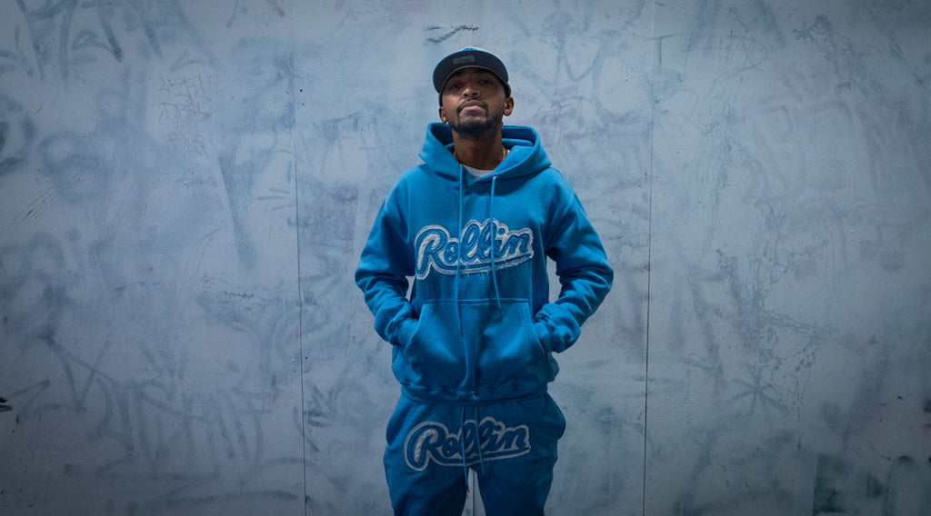 Rollin” OG Distressed SweatSuit (Baby Blue)