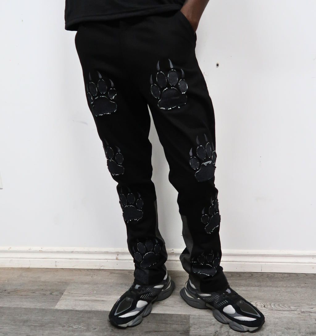 Rollin Panther Paw Flared Jeans (Black)