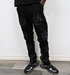 Rollin Panther Paw Flared Jeans (Black)