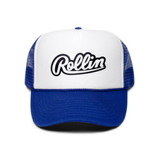 Load image into Gallery viewer, Rollin” Trucker Hat “MapleLeaf Blue”
