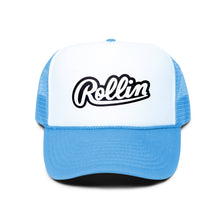 Load image into Gallery viewer, Rollin” Trucker Hat “UNC Blue”
