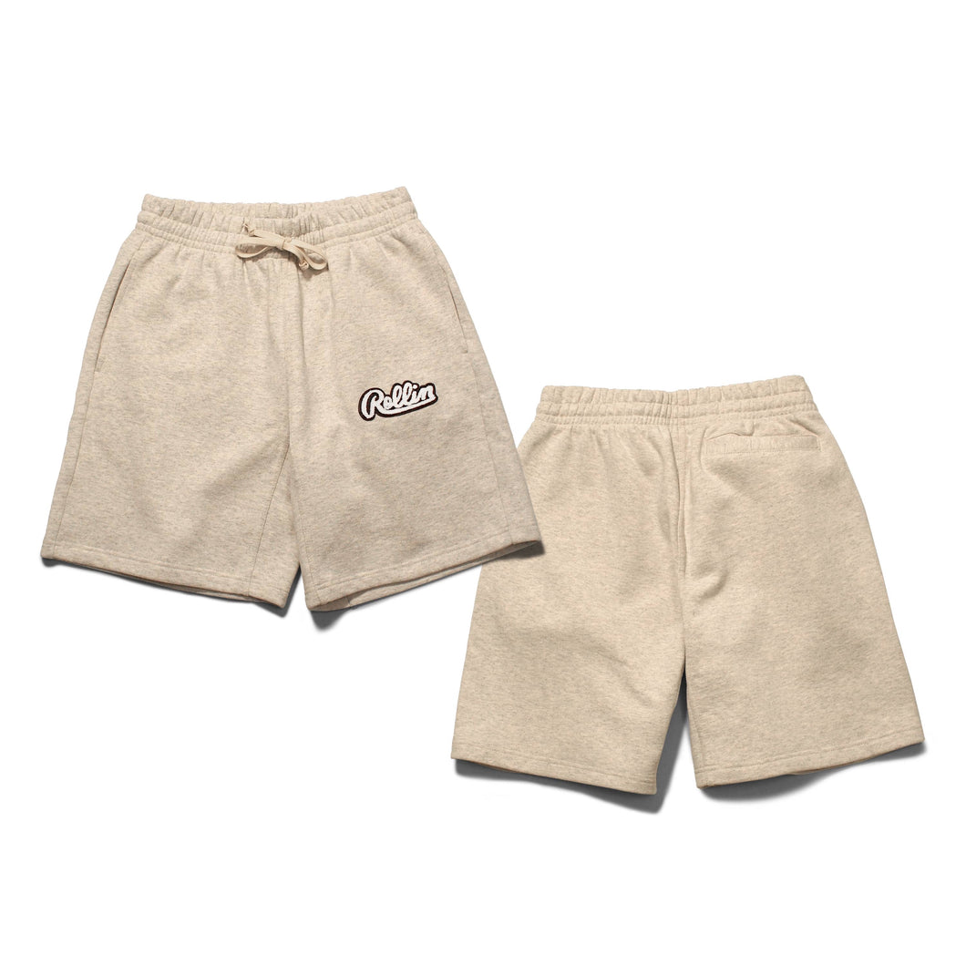 Rollin “ Clear Chenille Patch ” Heavy Fleece Shorts (Ivory Birthday Cake)