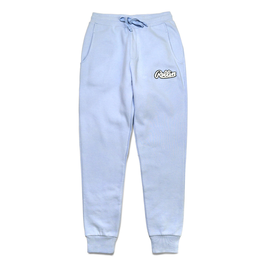 Rollin “ Clear Chenille Patch ” Heavy Fleece Pant (Baby Blue)