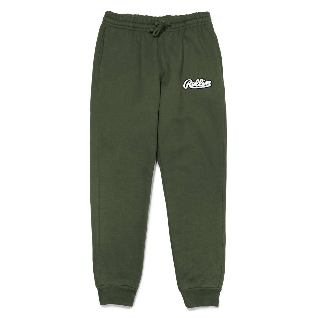 Rollin “ Clear Chenille Patch ” Heavy Fleece Pant (Olive Green)