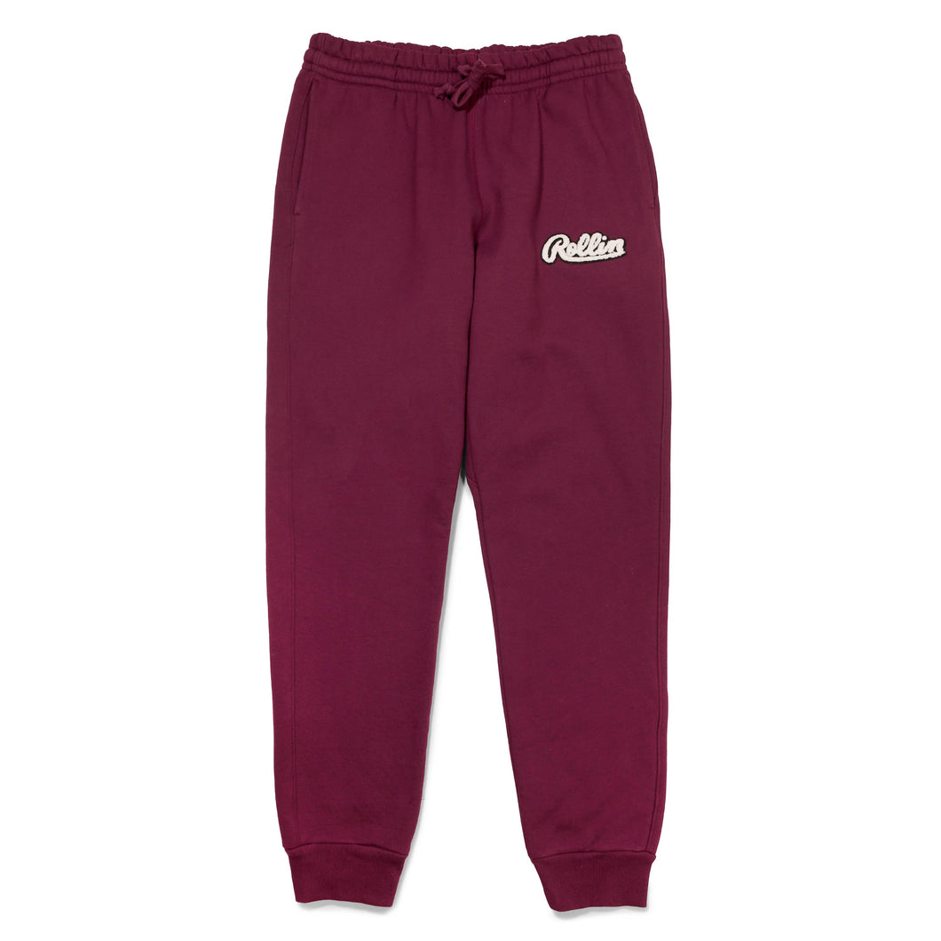 Rollin “ Clear Chenille Patch ” Heavy Fleece Pant (Burgundy)