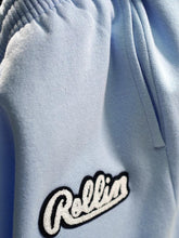 Load image into Gallery viewer, Rollin “ Clear Chenille Patch ” Heavy Fleece Shorts (Baby Blue)
