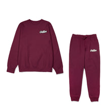 Load image into Gallery viewer, Rollin” OG Chenille CrewNeck Heavy Fleece Sweatsuit (Burgundy)
