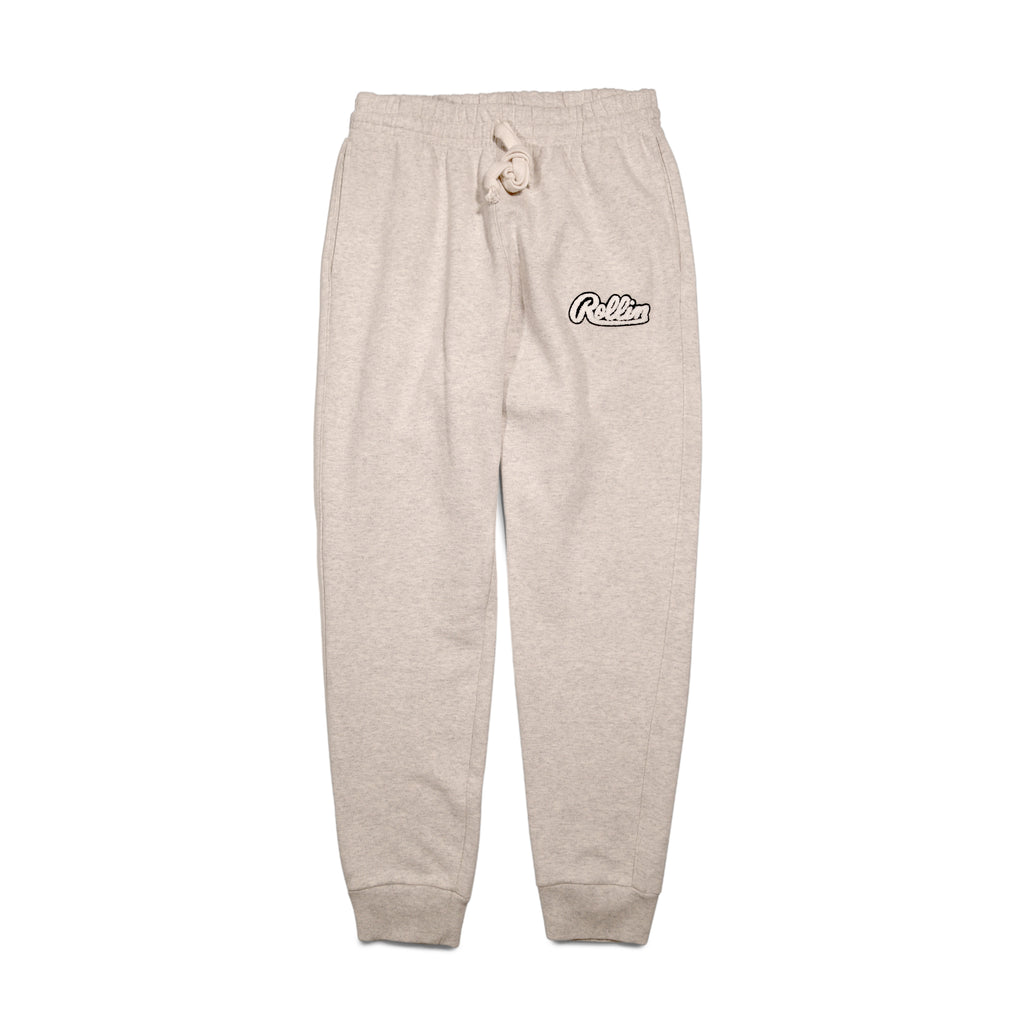 Rollin” Clear Chenille Patch Heavy Fleece Pant (Heather Grey)
