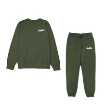 Load image into Gallery viewer, Rollin” OG Chenille CrewNeck Heavy Fleece Sweatsuit (Olive Green)
